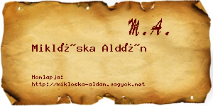 Miklóska Aldán névjegykártya